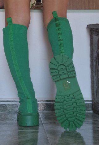 Botas verdes estilo calcetín