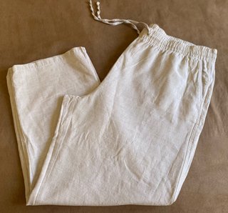 Pantalón ancho lino algodón Amazon Essentials
