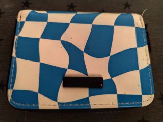 Monedero Cartera Pull&Bear Cuadros Azul Blanco
