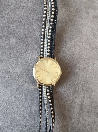 Reloj Pulsera Mujer Negro y Dorado
