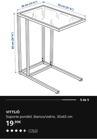 Mesa auxiliar VITTSJO Ikea cristal y metal
