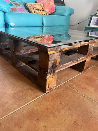 Mesa Palets con Cristal