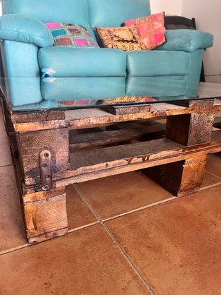 Mesa Palets con Cristal