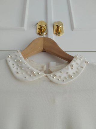 Vestido H&M blanco perlas