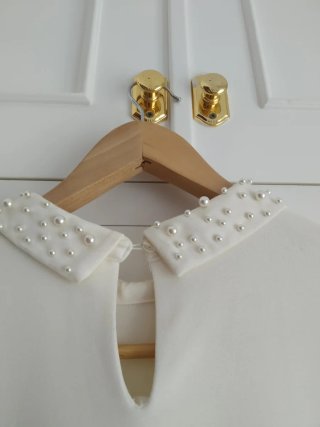 Vestido H&M blanco perlas