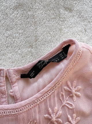 Vestido Zara gasa rosa bordado