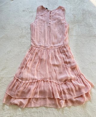 Vestido Zara gasa rosa bordado