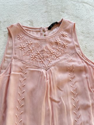 Vestido Zara gasa rosa bordado
