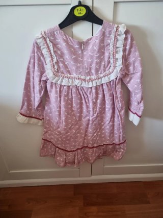 Vestido niña rosa estampado pájaros T8