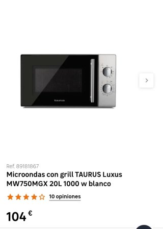 Microondas Taurus con Grill