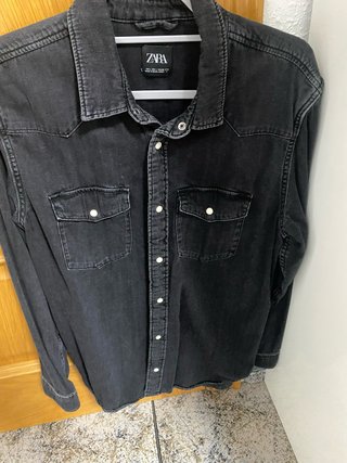 Camisa Zara Negra Manga Larga Talla L