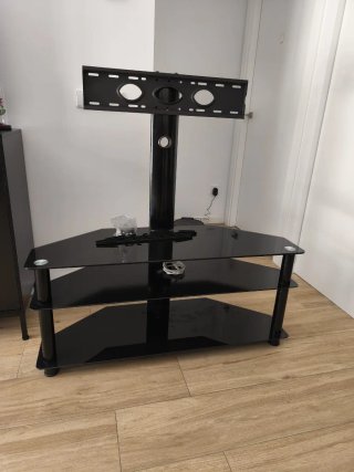 Mesa TV cristal negro con soporte