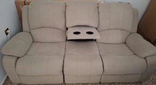 Sofá 3 plazas beige terciopelo