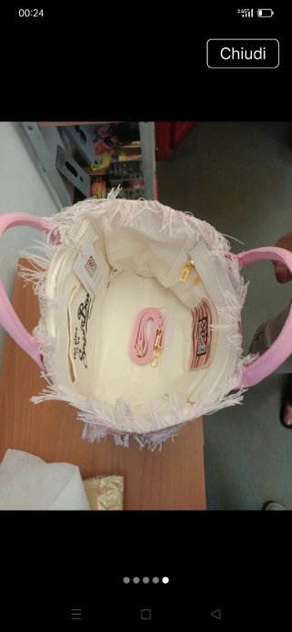 Borsa Saint Barth Beige/Rosa  media con tracolla