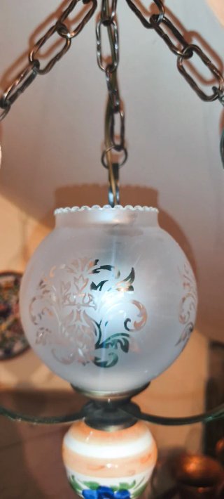 Lampadario Rustico Ferro Battuto Vetro Ceramica