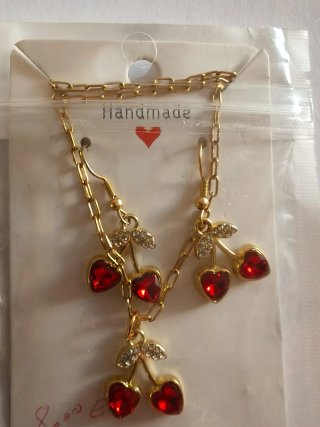 Collar Acero Inoxidable con Cerezas