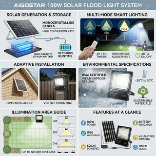 Foco LED Solar 100W Aigostar con Mando