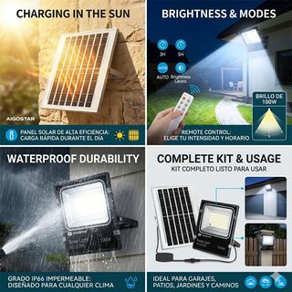 Foco LED Solar 100W Aigostar con Mando