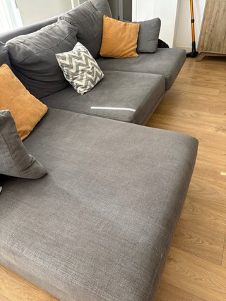 Sofá chaise longue gris tela