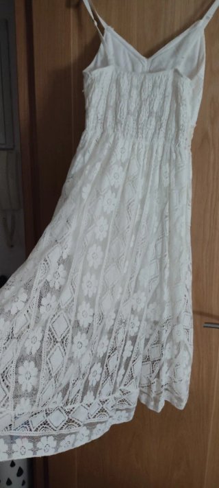 Vestido estilo ibicenco beige/blanco