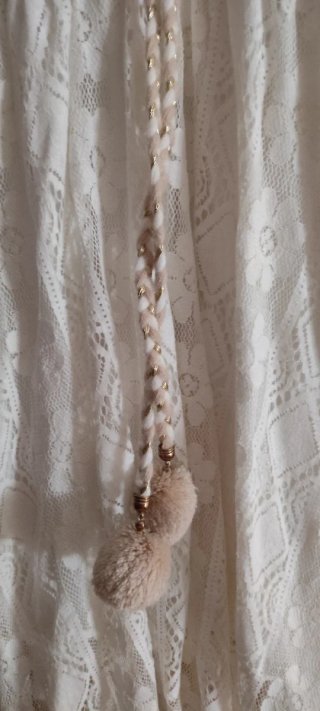 Vestido estilo ibicenco beige/blanco