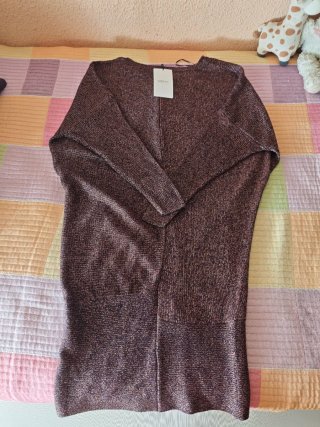 Vestido de punto Zara marrón