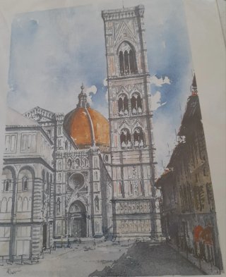Lámina acuarela Florencia Duomo
