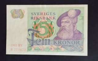 Suecia 5 Kronor 1981 Billete
