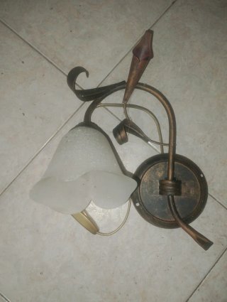 Coppia applique floreale vetro opalino