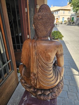 Dos figuras de Buda vintage madera – años 50/60