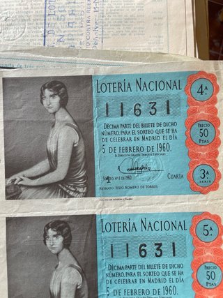 Boletos Loteria Nacional 1960