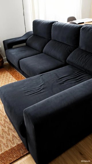 Sofá com chaise longue antracite em tecido