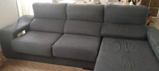 Sofá com chaise longue antracite em tecido