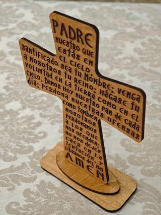 Cruz de madera 15cm con el PADRENUESTRO