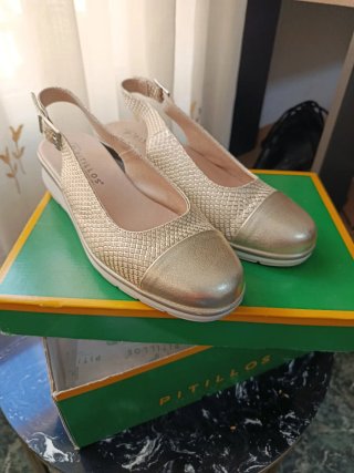 Zapatos Pitillos dorados