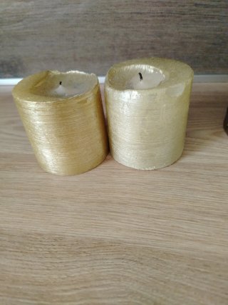 Coppia Lanterne Porta Candela Metallo Dorato