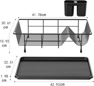 Escurreplatos Negro con Soporte Cubiertos