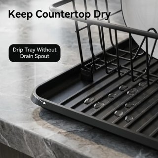 Escurreplatos Negro con Soporte Cubiertos