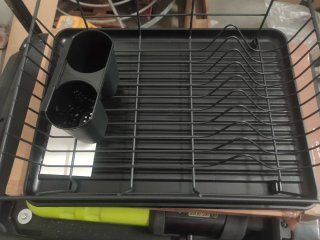 Escurreplatos Negro con Soporte Cubiertos