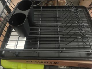 Escurreplatos Negro con Soporte Cubiertos