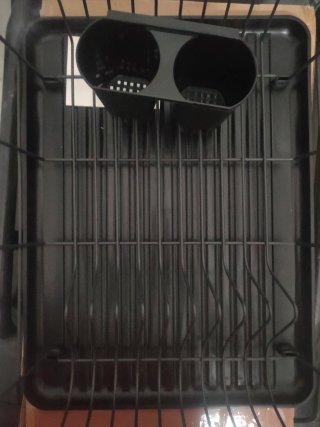 Escurreplatos Negro con Soporte Cubiertos