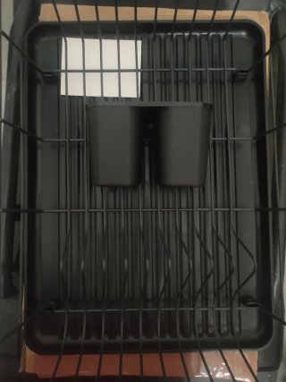 Escurreplatos Negro con Soporte Cubiertos