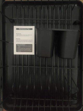 Escurreplatos Negro con Soporte Cubiertos