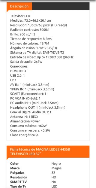 TV LED 32 Magna HD TDT2 3 HDMI
