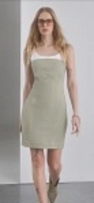 Abito corto beige e bianco
