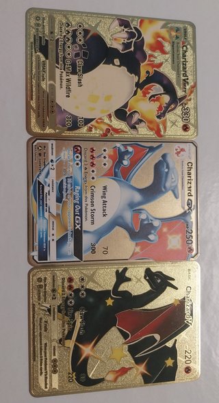 Lote 3 Cartas Pokémon Charizard Doradas