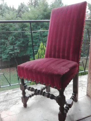 4 Sillas Barrocas Terciopelo Rojo