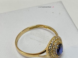 anillo oro 18k con piedra con circonita,zafiro