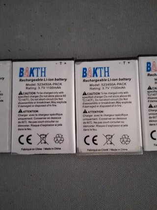 5 Baterías BAKTH 3.7V 1100mAh