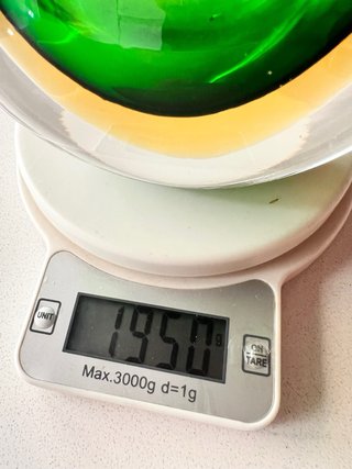 Jarrón Murano Cristal Verde y Dorado 25cm